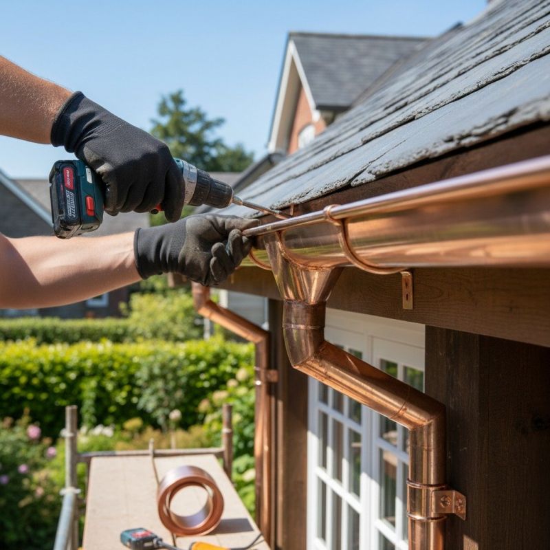 Copper Downspout Installation detail